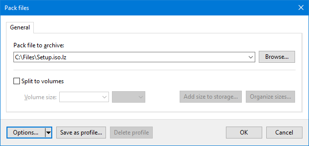 Упаковка файла в lzip формат в Windows Explorer